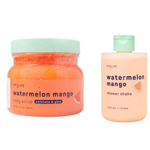 SpaLife Watermelon Mango Shower Shake + Body Scrub Bundle Cleanse & Glow s35